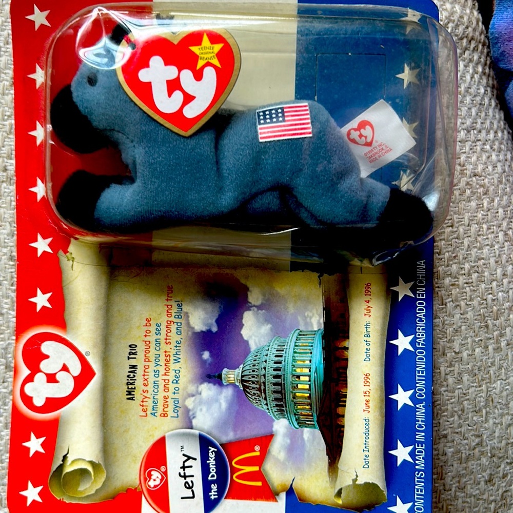 Vintage 1996 McDonald’s Ty Beanie Baby Lefty The Donkey In Original Box